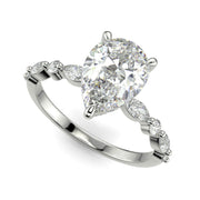 Julija Pear Cut Pave Hidden Halo Shared Prong Engagement Ring - Nivetta